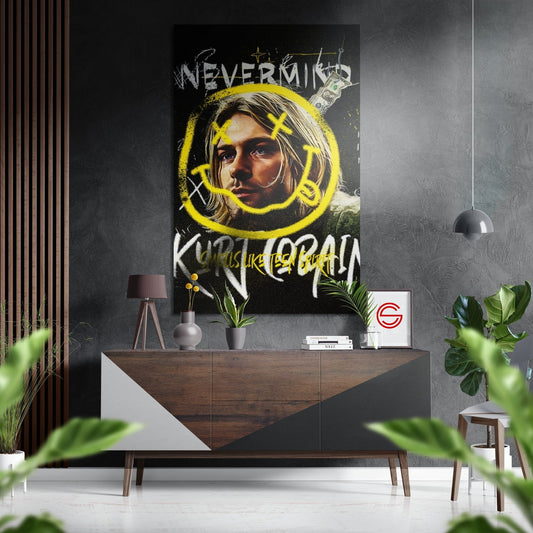 Kurt Cobain Fırçalı Metalik Alu-Dibond