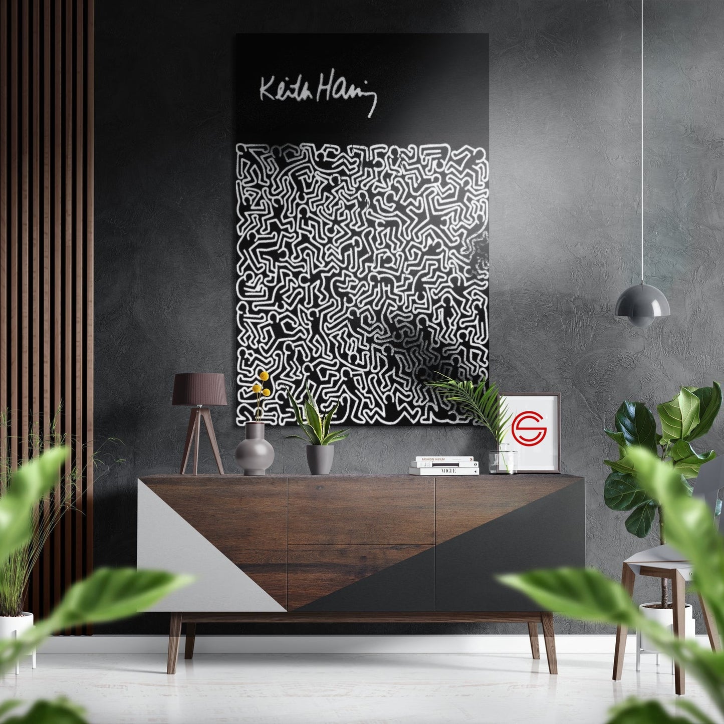 Keith Haring Fırçalı Metalik Alu-Dibond