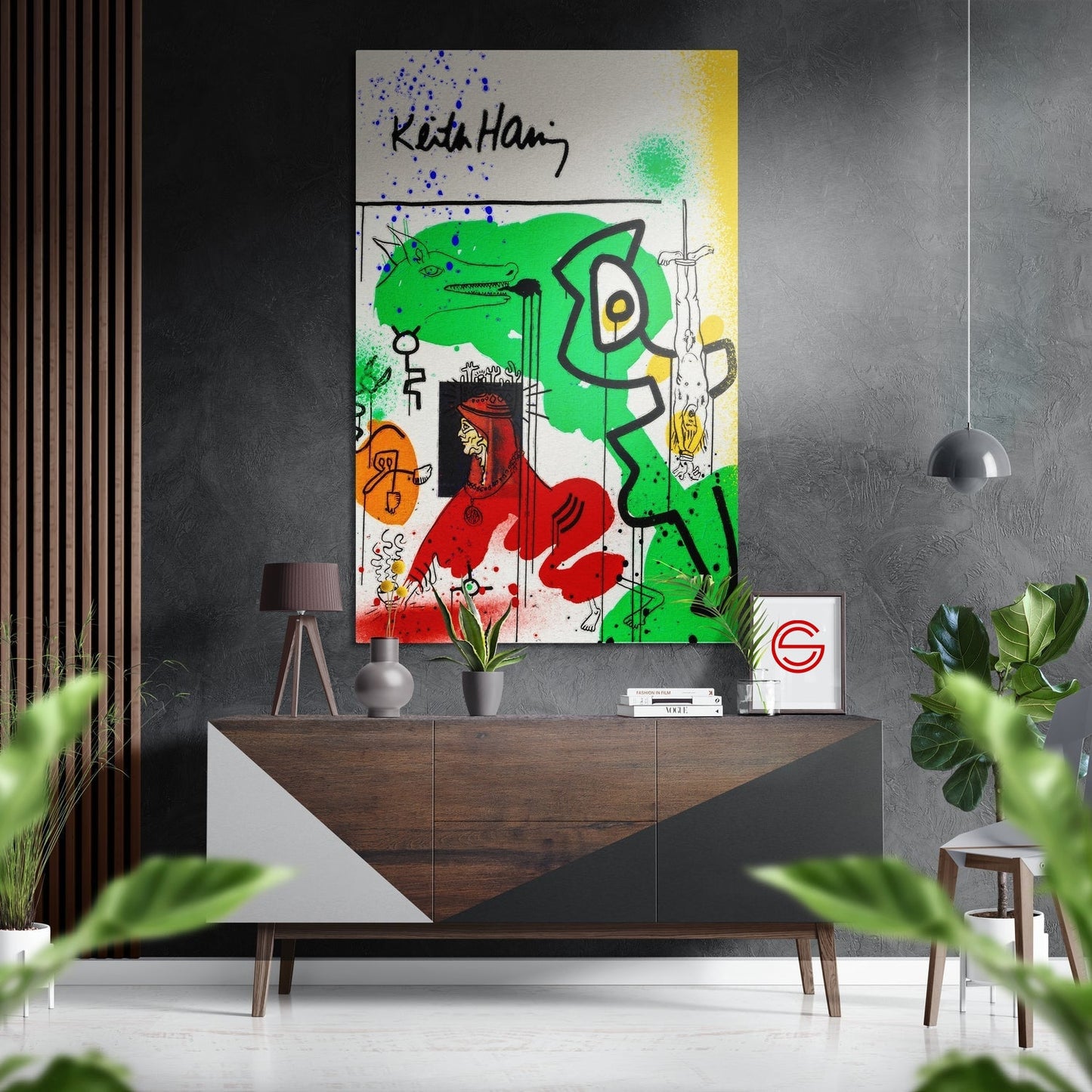 Keith Haring Fırçalı Metalik Alu-Dibond