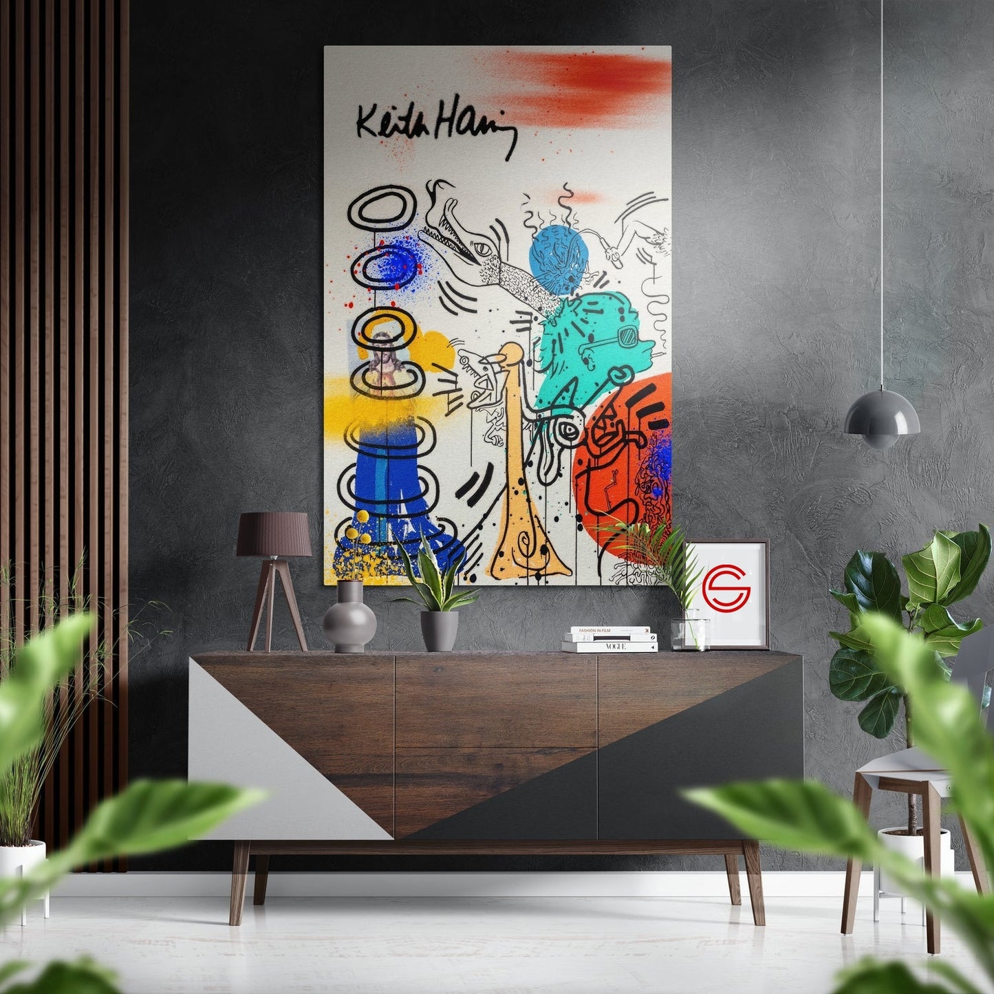 Keith Haring Fırçalı Metalik Alu-Dibond
