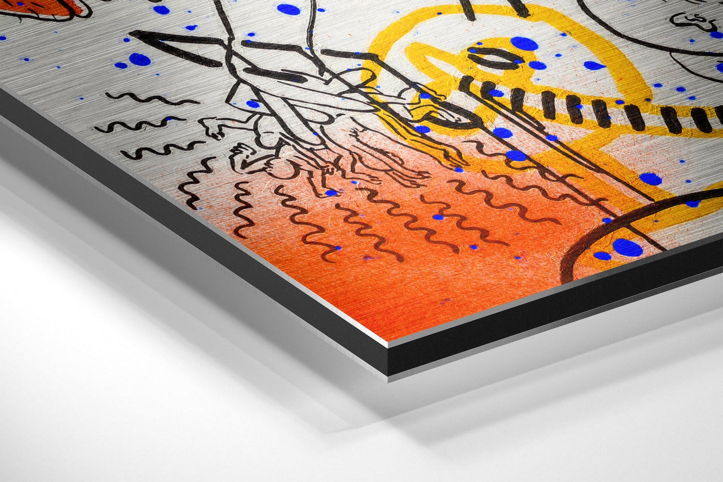 Keith Haring Fırçalı Metalik Alu-Dibond