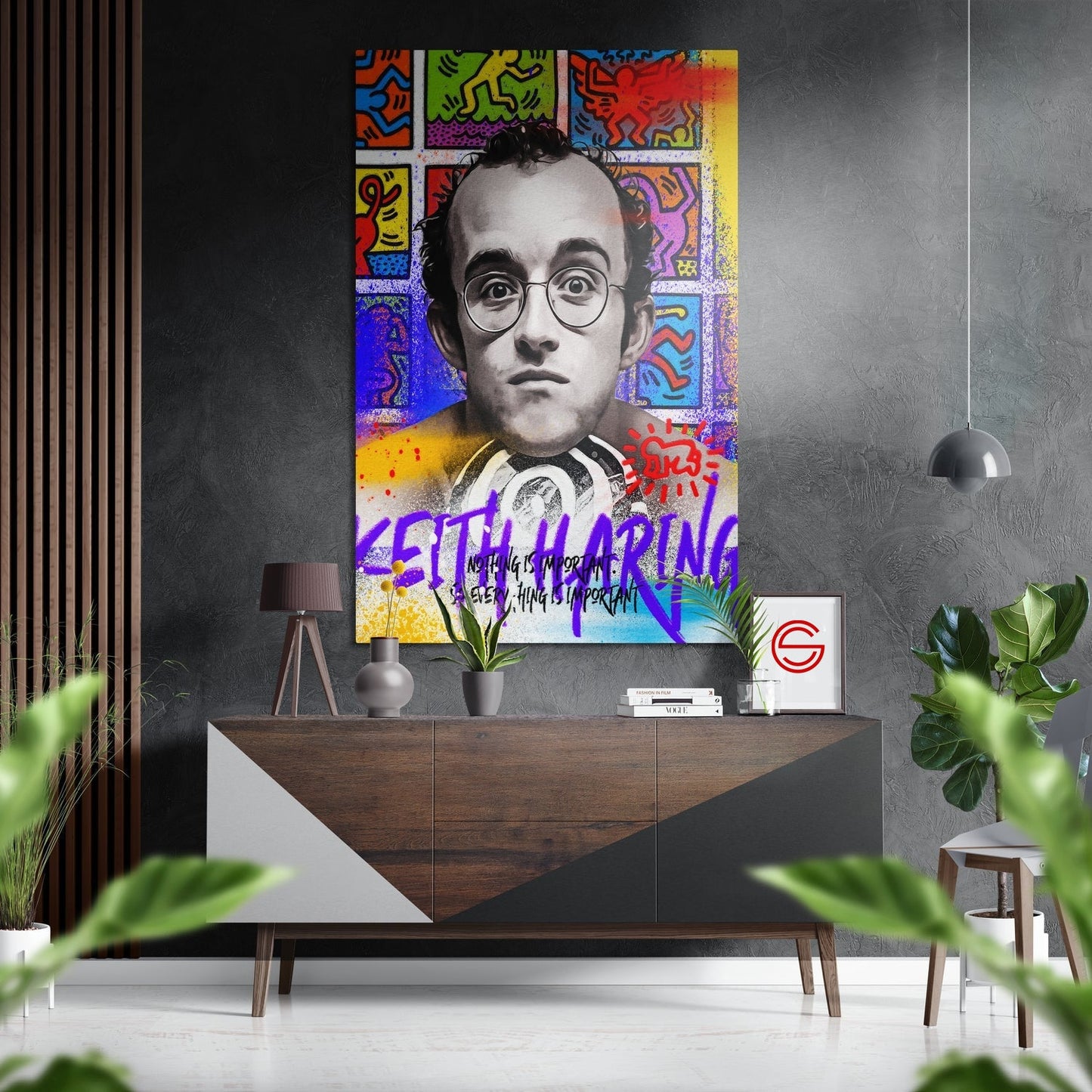 Keith Haring Fırçalı Metalik Alu-Dibond