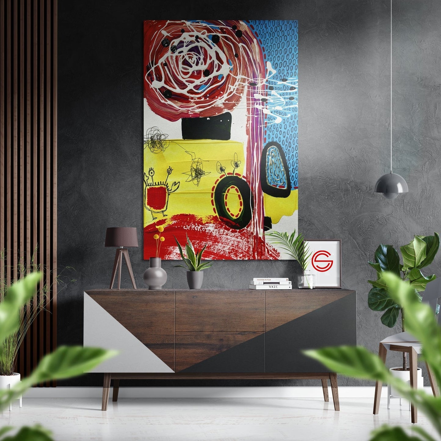 Kandinsky Stili Fırçalı Metalik Alu-Dibond
