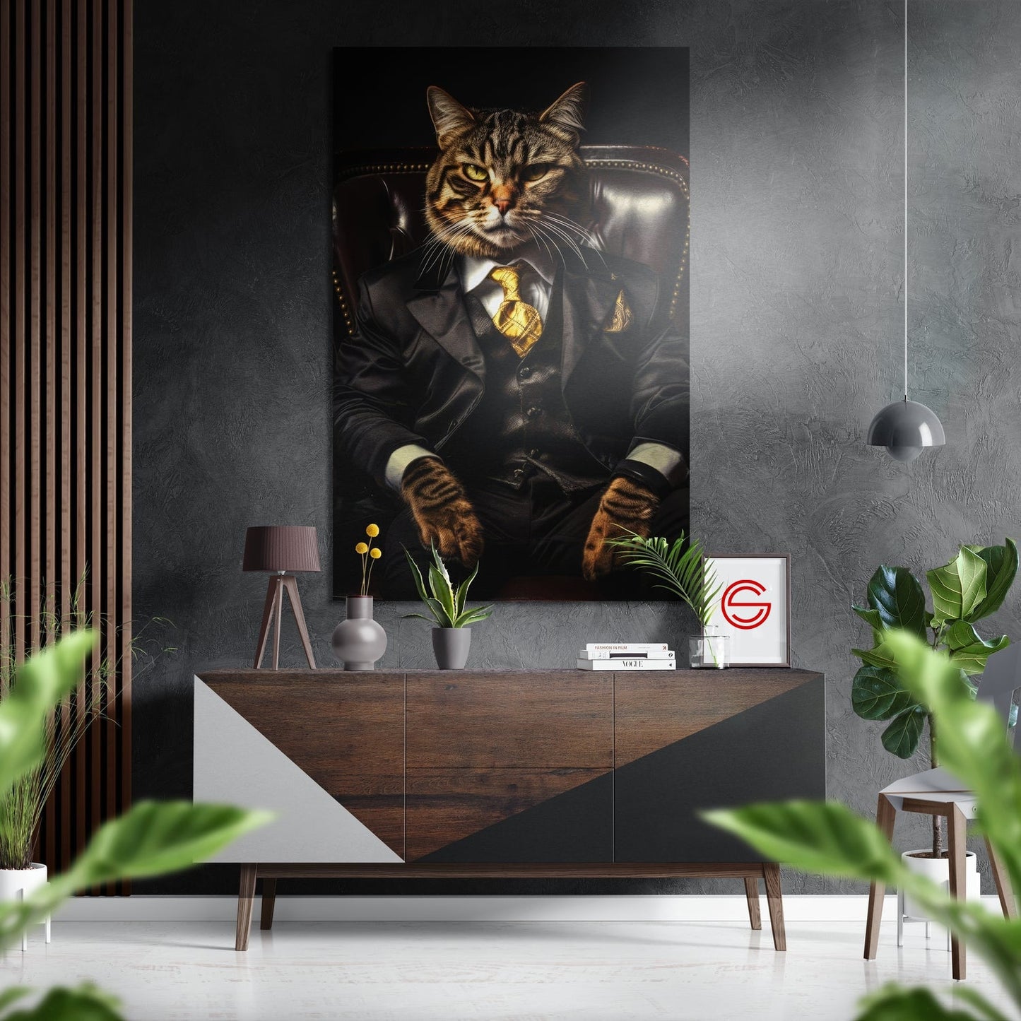 Kedi Patron Fırçalı Metalik Alu-Dibond