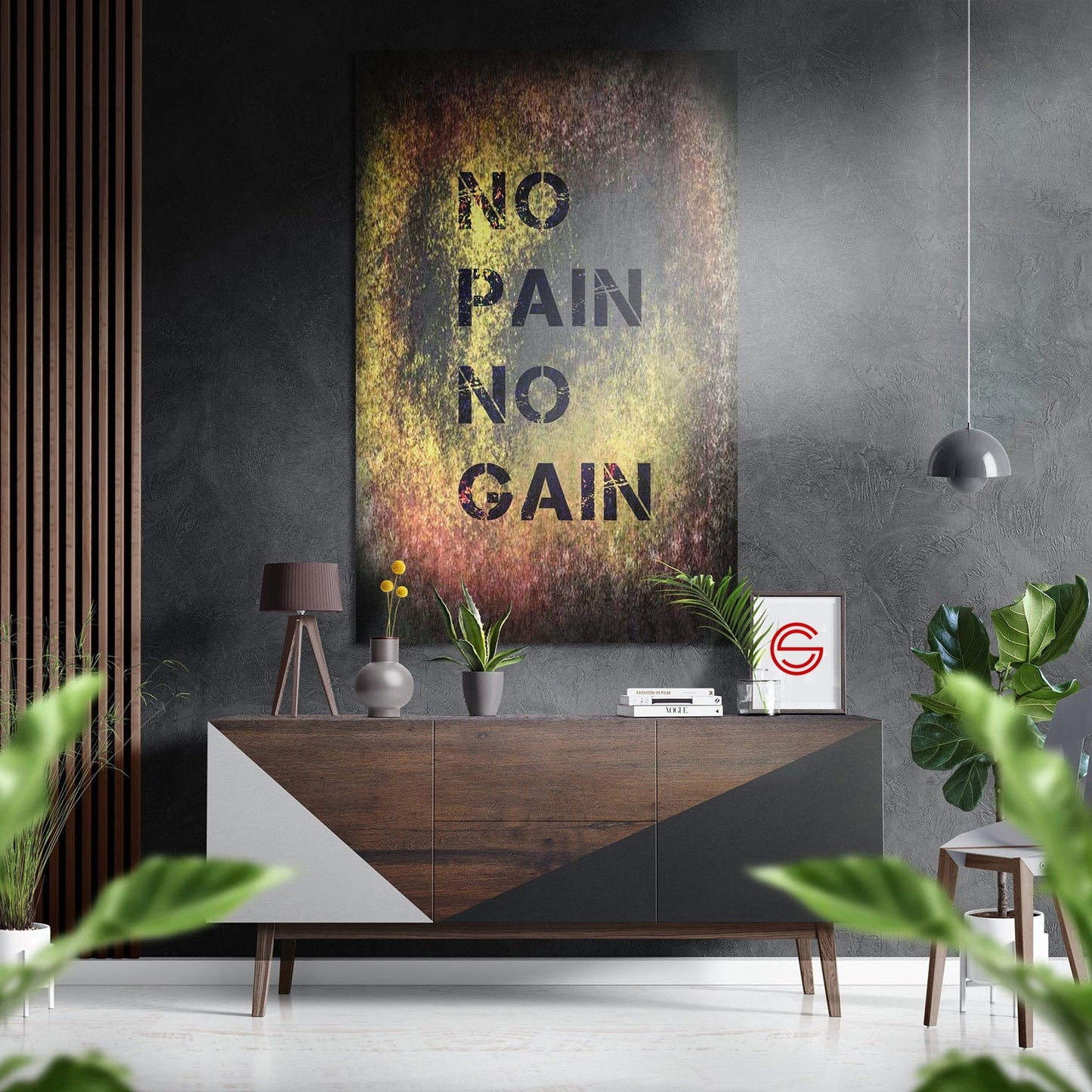 No Pain No Gain Fırçalı Metalik Alu-Dibond