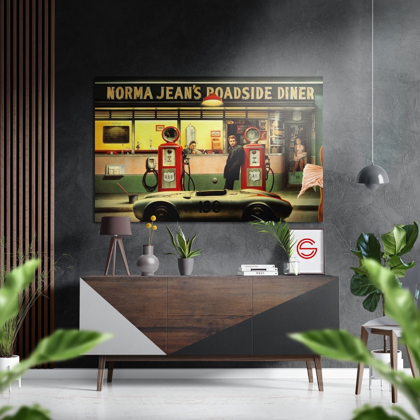 Retro Benzin İstasyonu Fırçalı Metalik Alu-Dibond