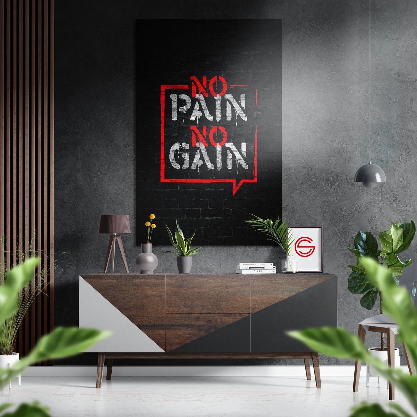 No Pain No Gain Fırçalı Metalik Alu-Dibond