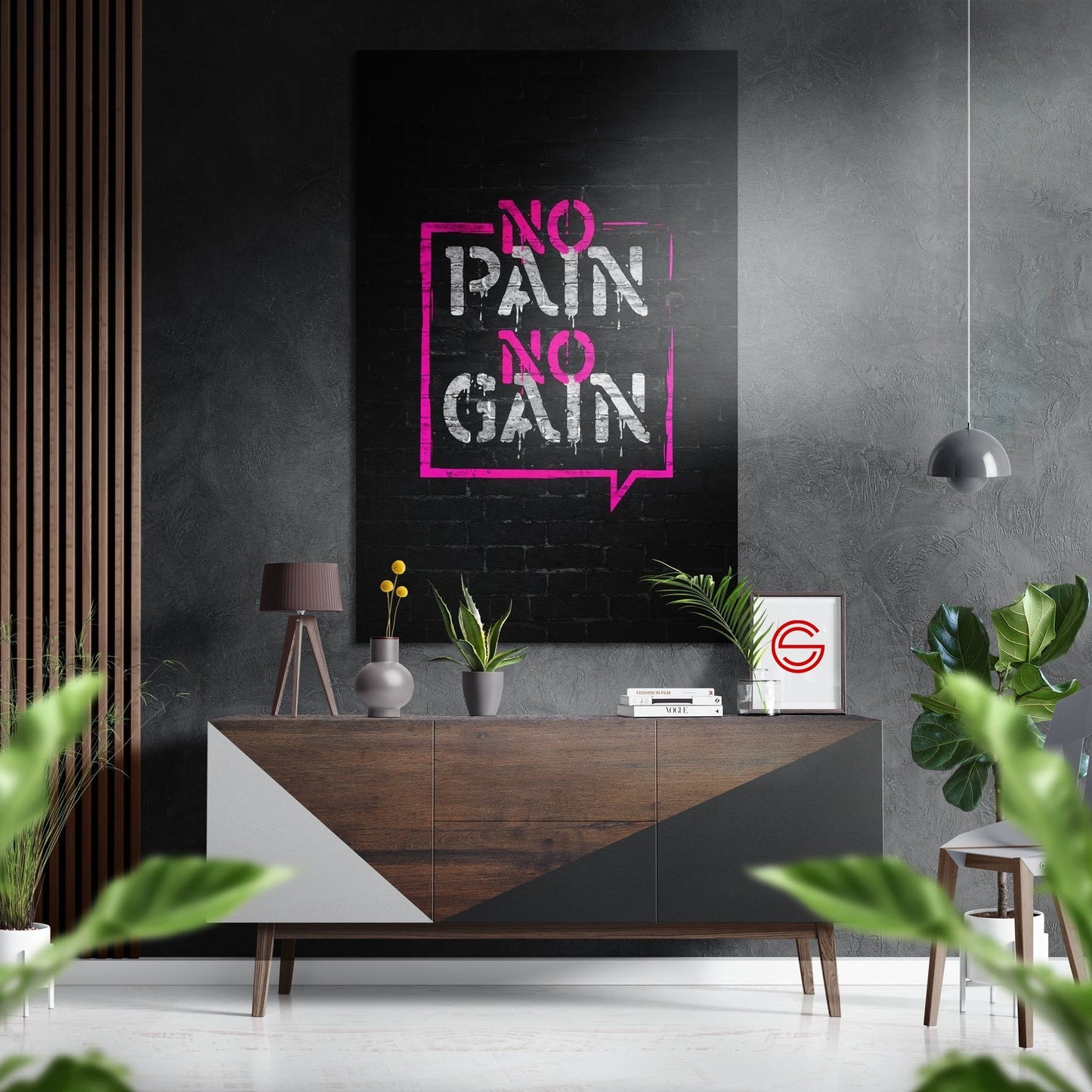 No Pain No Gain Fırçalı Metalik Alu-Dibond