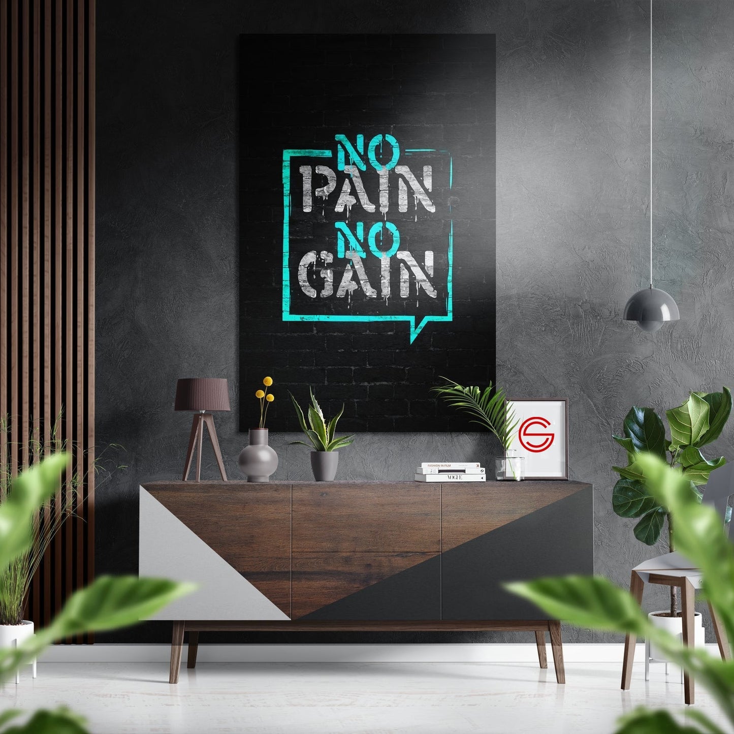 No Pain No Gain Fırçalı Metalik Alu-Dibond