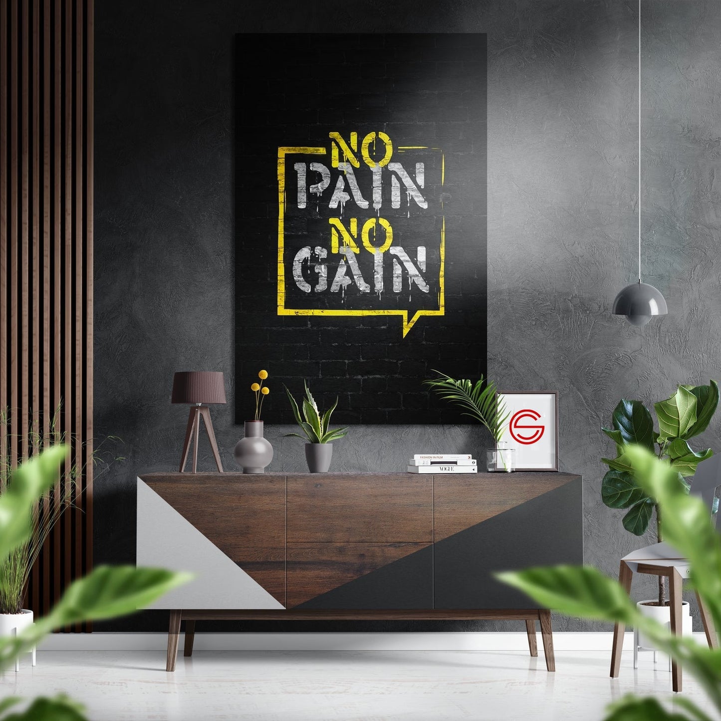 No Pain No Gain Fırçalı Metalik Alu-Dibond