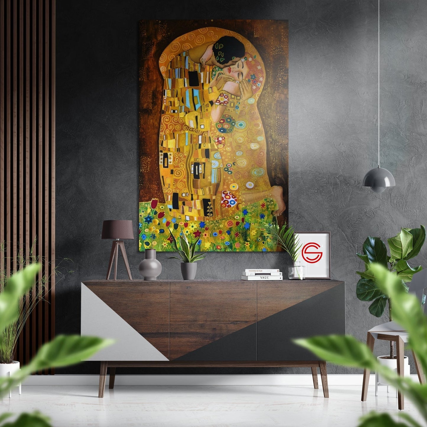 Klimt'In Öpücüğü Fırçalı Metalik Alu-Dibond