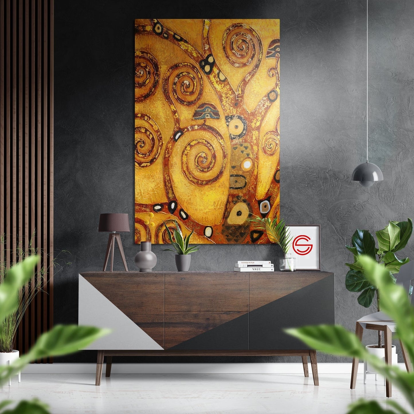 Klimt'In Hayat Ağacı Fırçalı Metalik Alu-Dibond