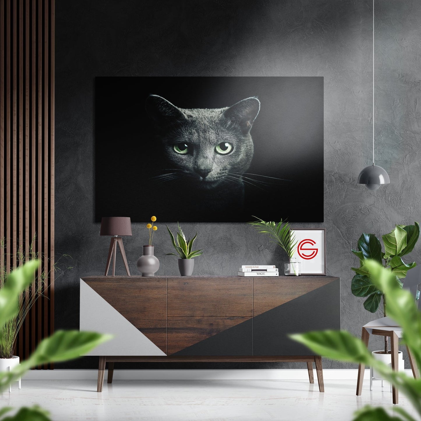 Karanlıktaki Kedi Fırçalı Metalik Alu-Dibond
