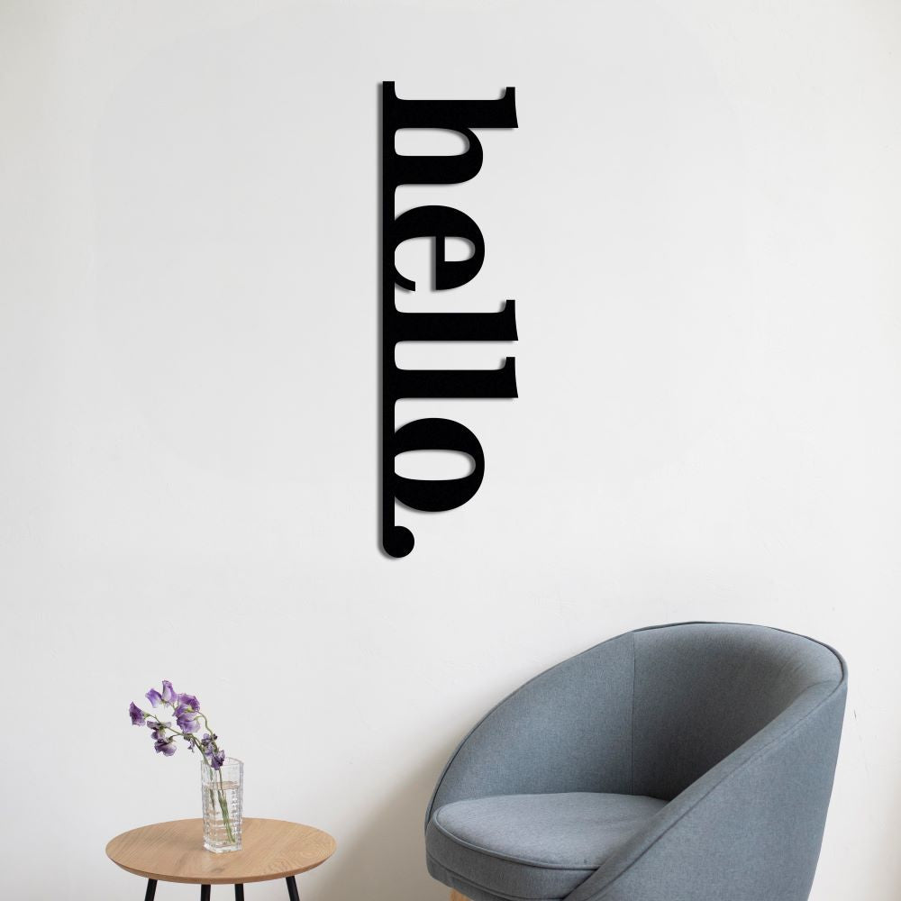 Vertical "Hello" Lettering Metal Sign