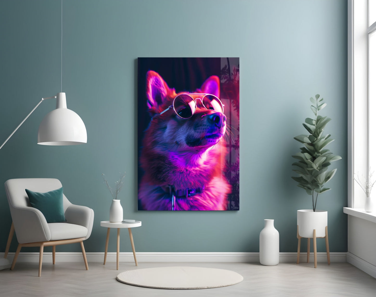 Gözlüklü Köpek Cam Tablo || Tasarımcı Koleksiyonu