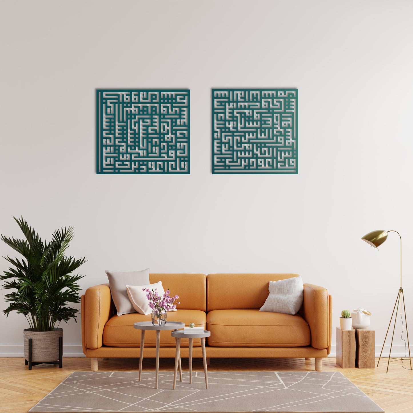Felak and Nas – Islamic Kufic Calligraphy Metal Painting