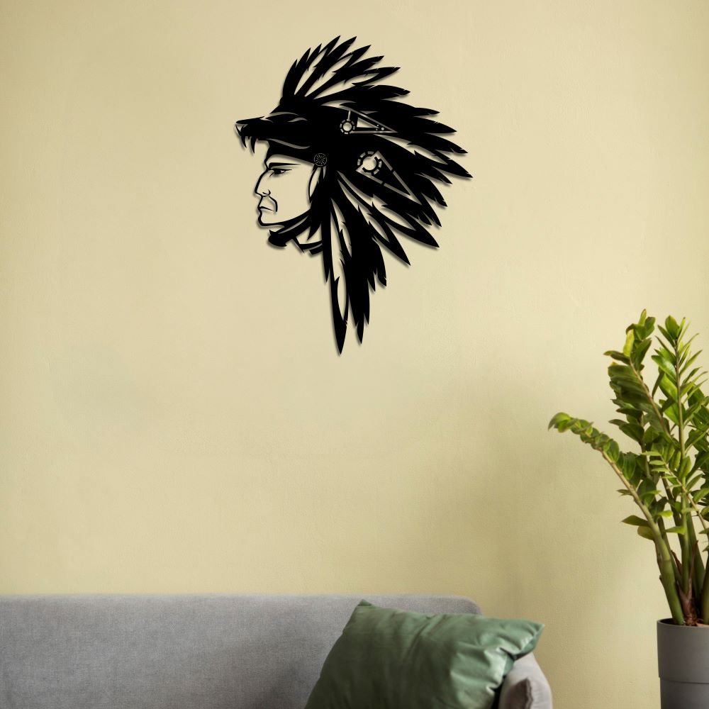 Tribal Spirit: Native American Chief Metal Painting