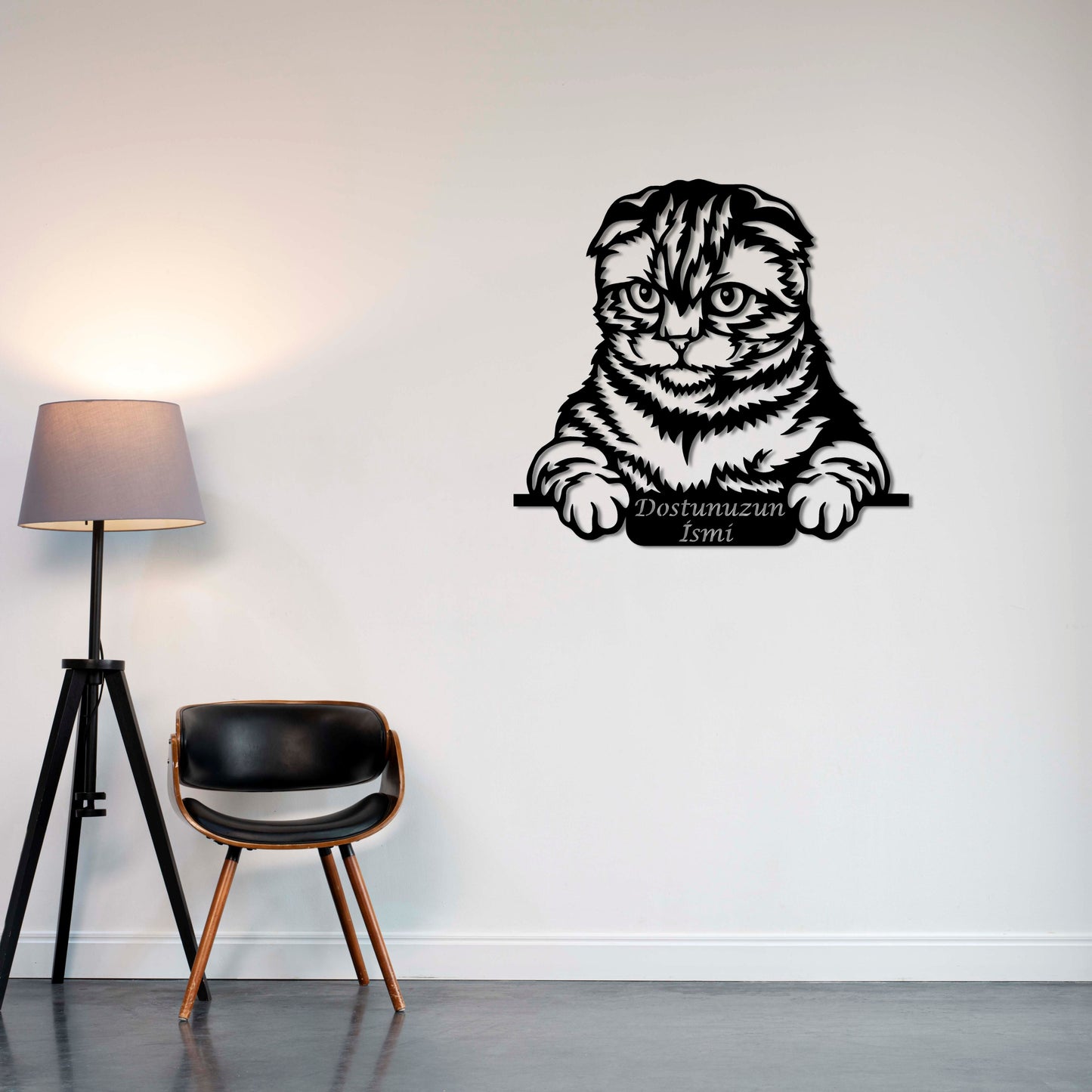 Meraklı Kedi Metal Tablo