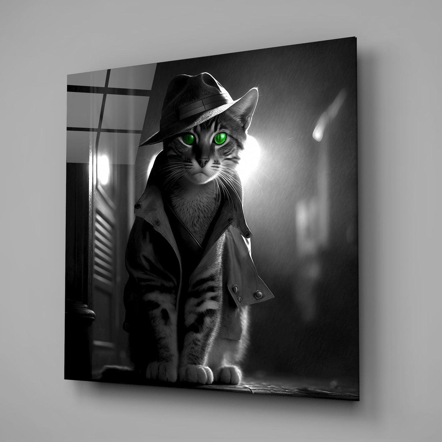 Kedi Gözlemcisi Cam Tablo