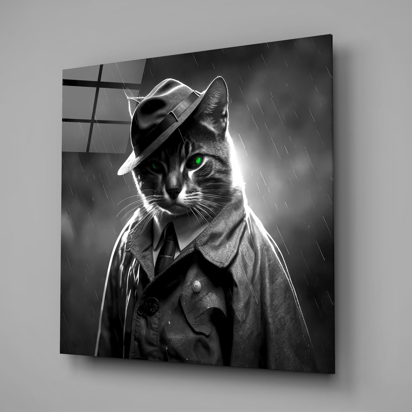 Kedi Gözlemcisi Cam Tablo