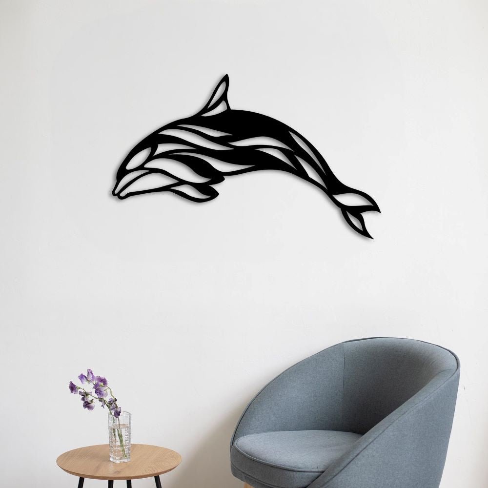 Elegant Dolphin Metal Painting