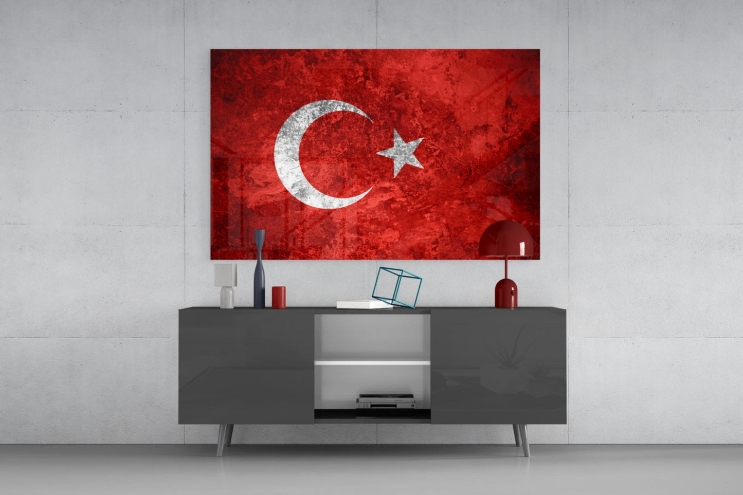 Türk Bayrağı Cam Tablo