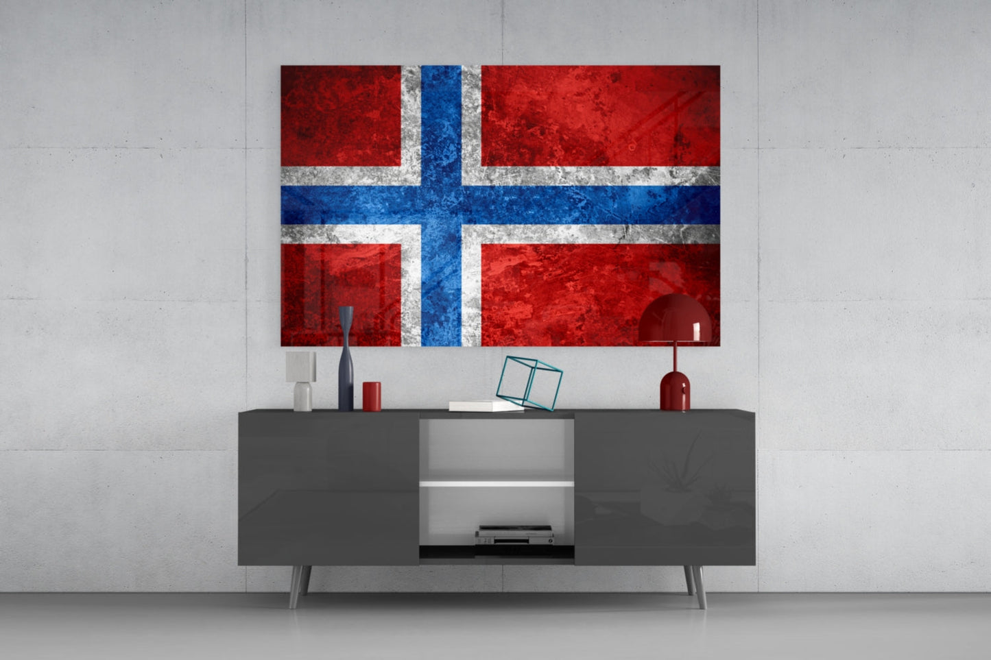 Norveç Bayrağı Cam Tablo
