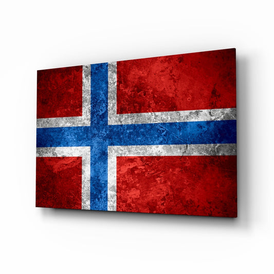 Norveç Bayrağı Cam Tablo
