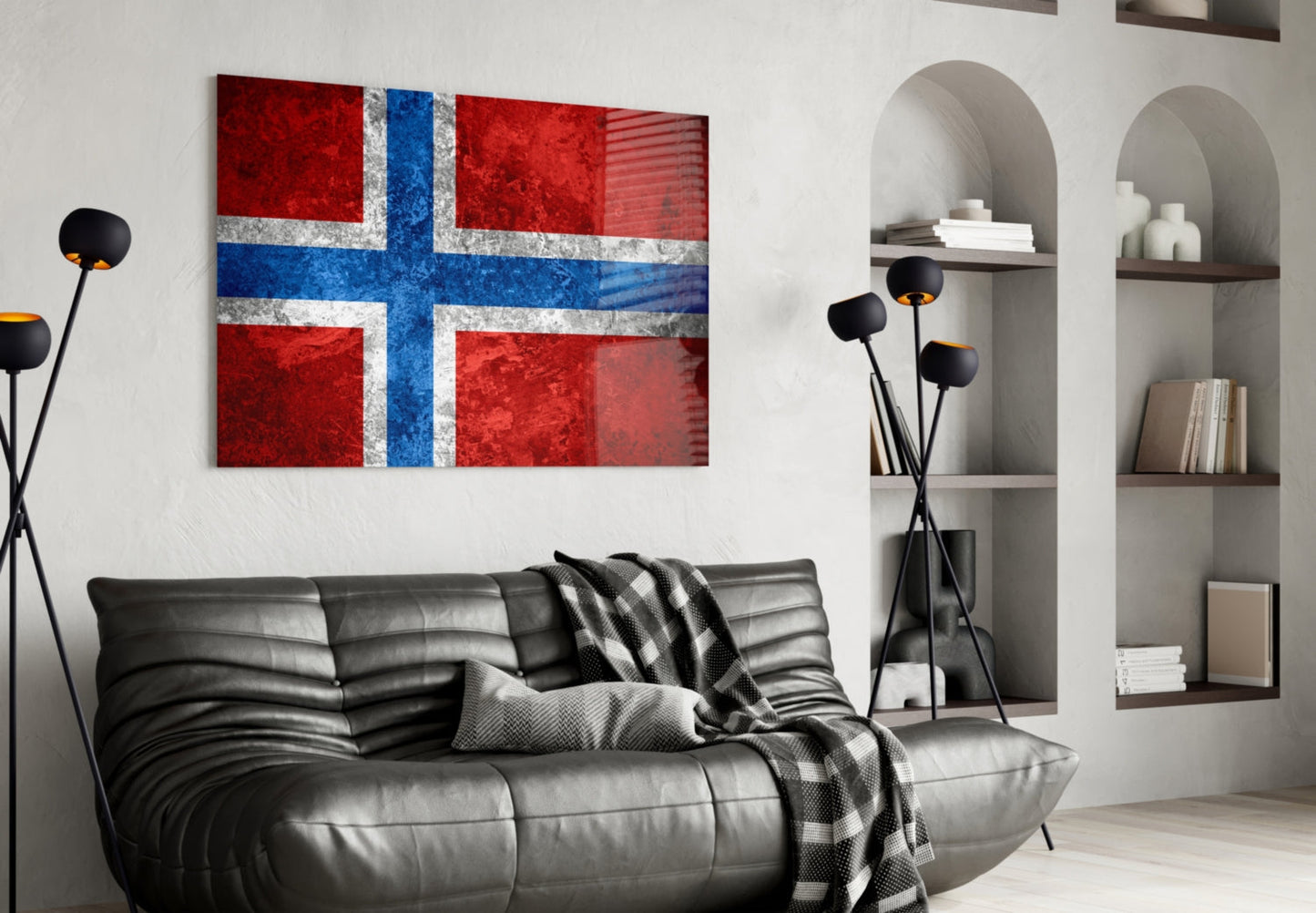 Norveç Bayrağı Cam Tablo