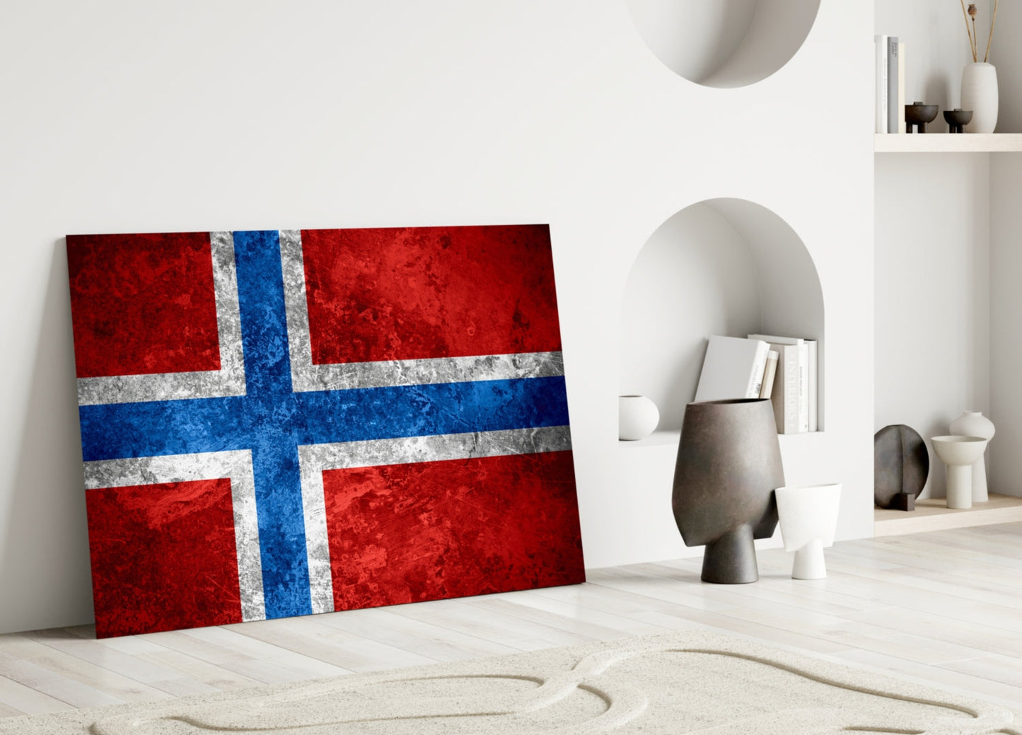 Norveç Bayrağı Cam Tablo