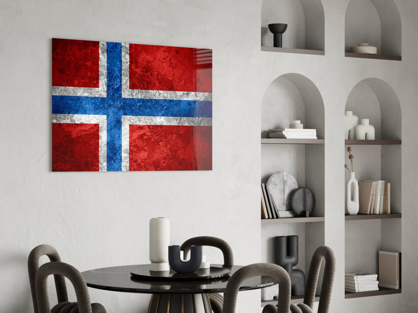 Norveç Bayrağı Cam Tablo