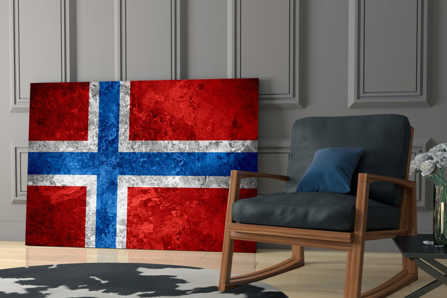 Norveç Bayrağı Cam Tablo