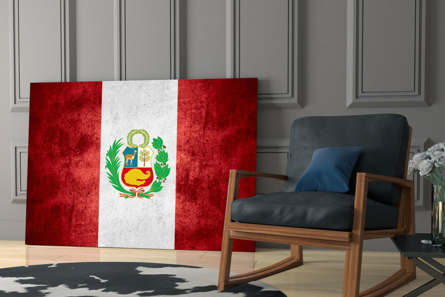 Peru Bayrağı Cam Tablo