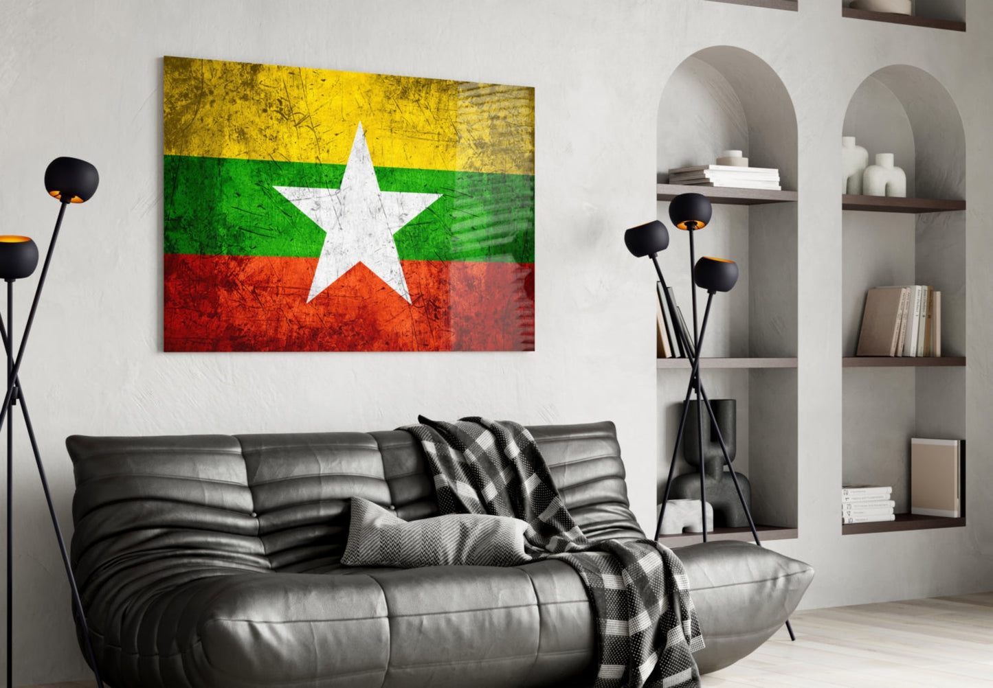 Myanmar Bayrağı Cam Tablo