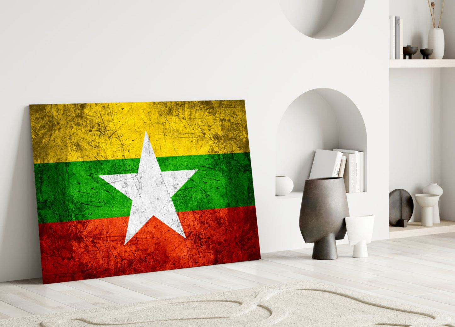 Myanmar Bayrağı Cam Tablo