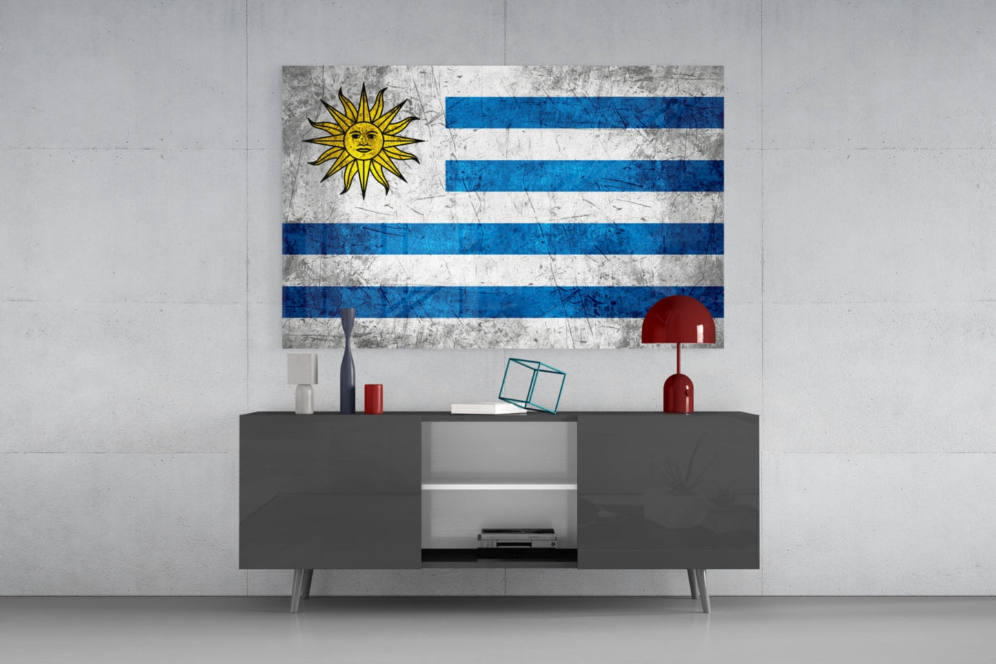 Uruguay Bayrağı Cam Tablo