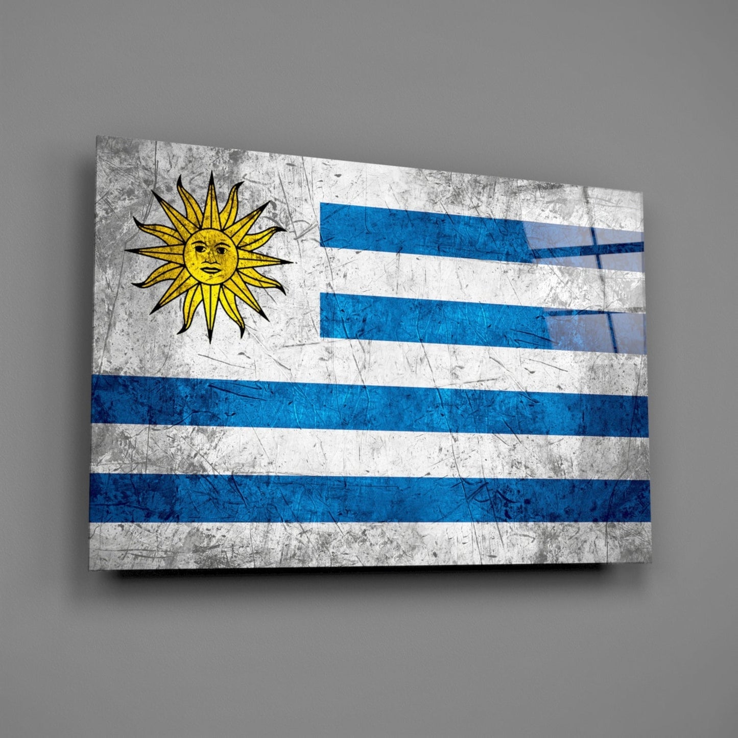 Uruguay Bayrağı Cam Tablo