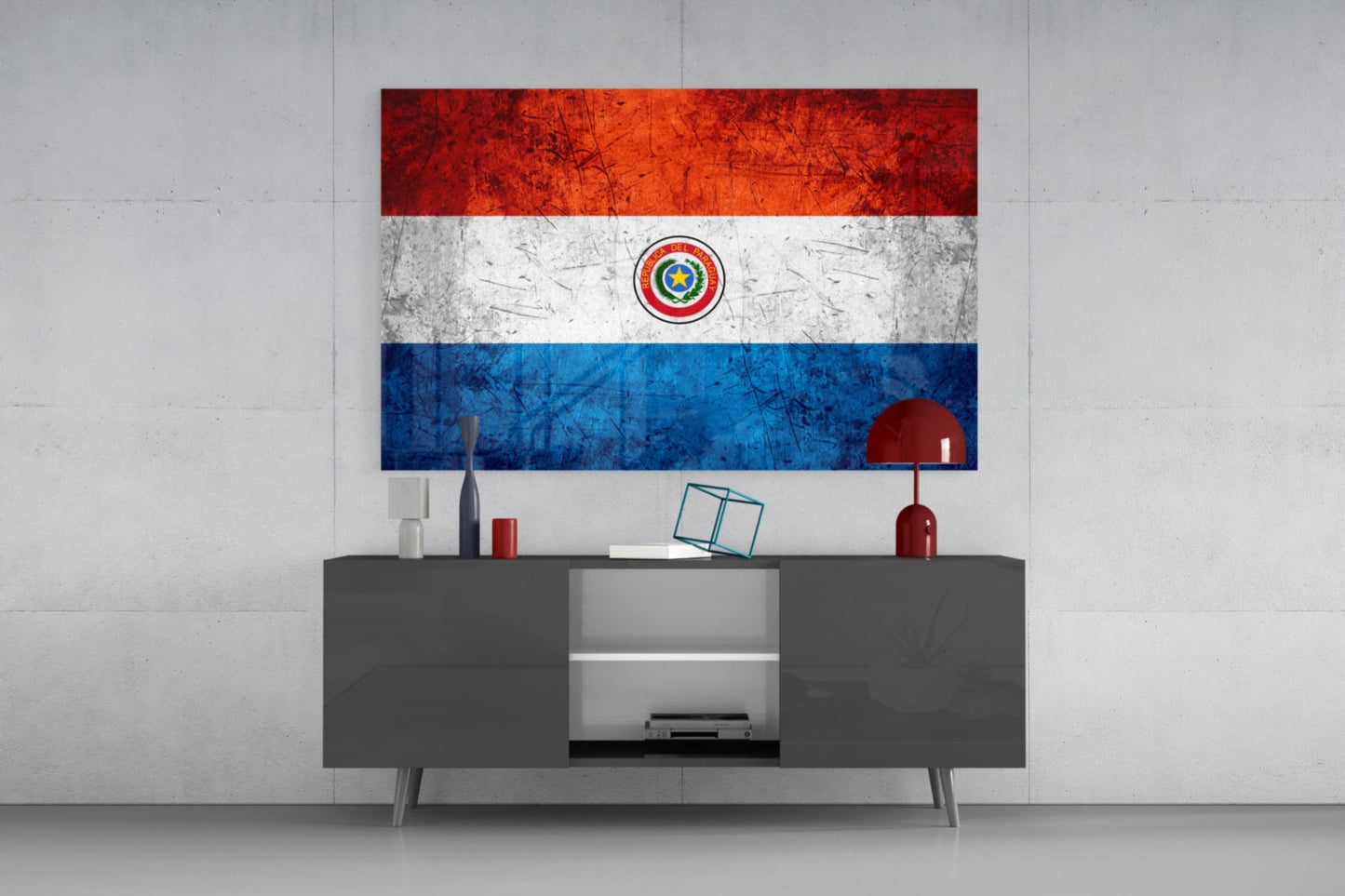Paraguay Bayrağı Cam Tablo