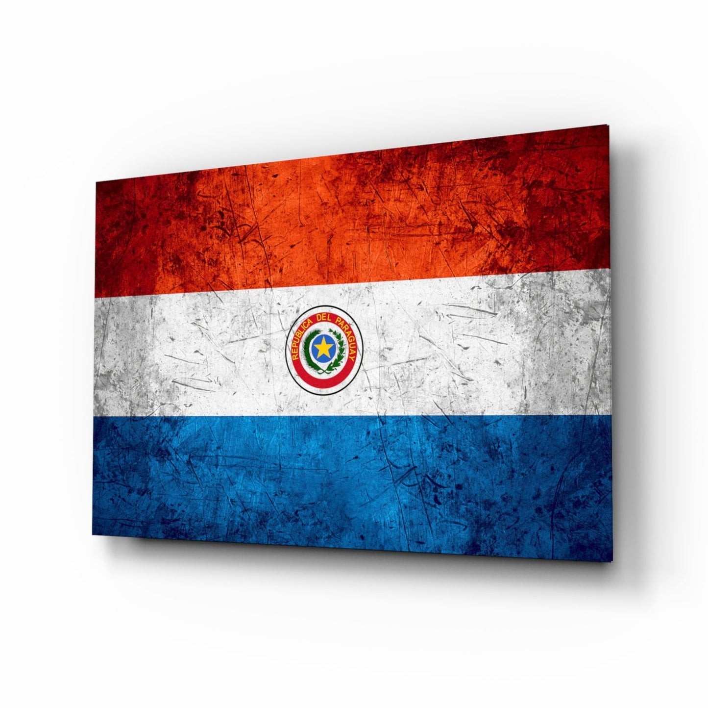 Paraguay Bayrağı Cam Tablo
