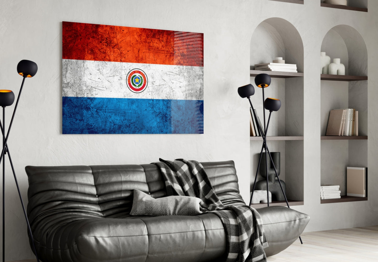 Paraguay Bayrağı Cam Tablo