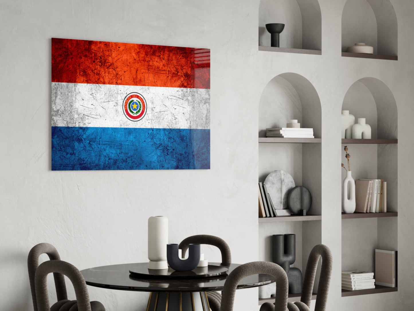 Paraguay Bayrağı Cam Tablo