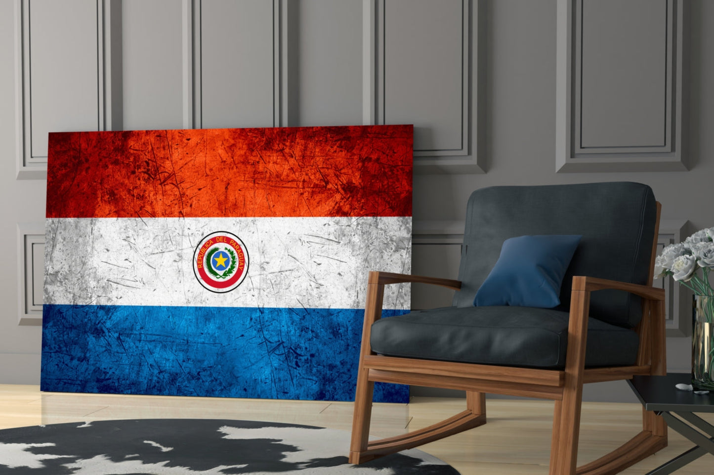 Paraguay Bayrağı Cam Tablo