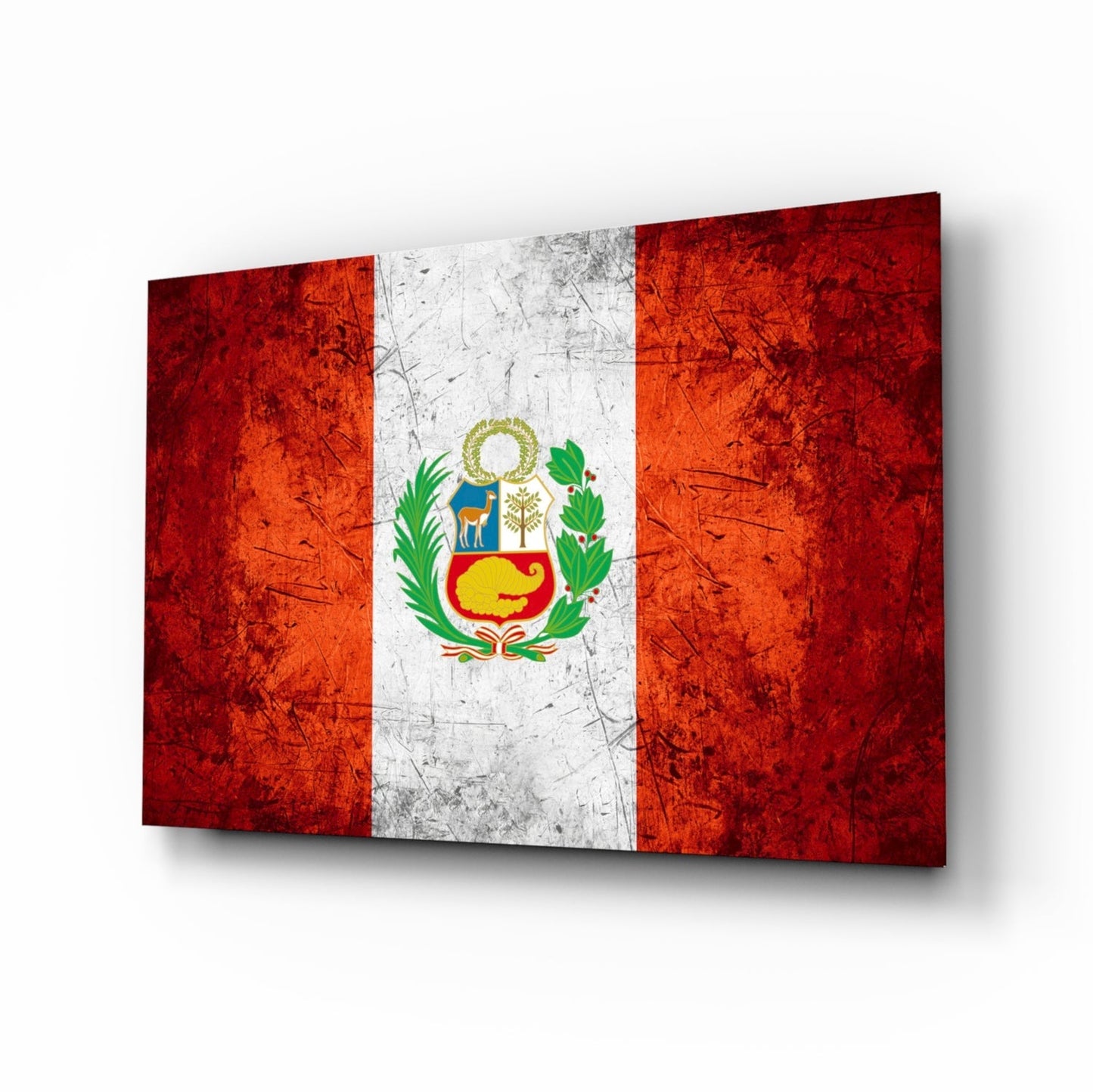 Peru Bayrağı Cam Tablo