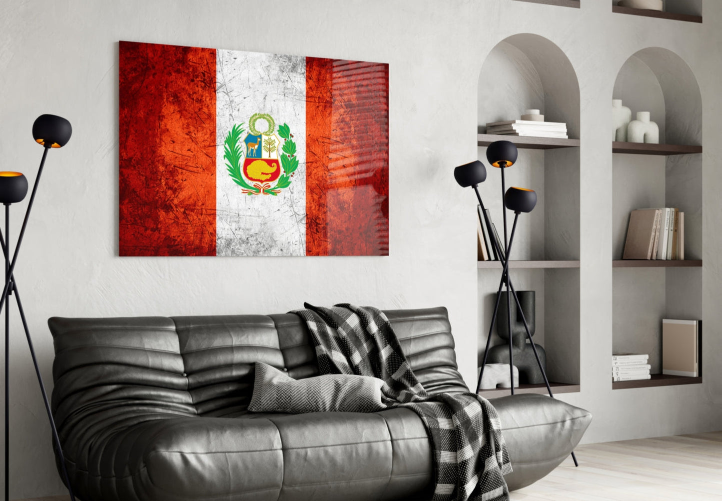 Peru Bayrağı Cam Tablo