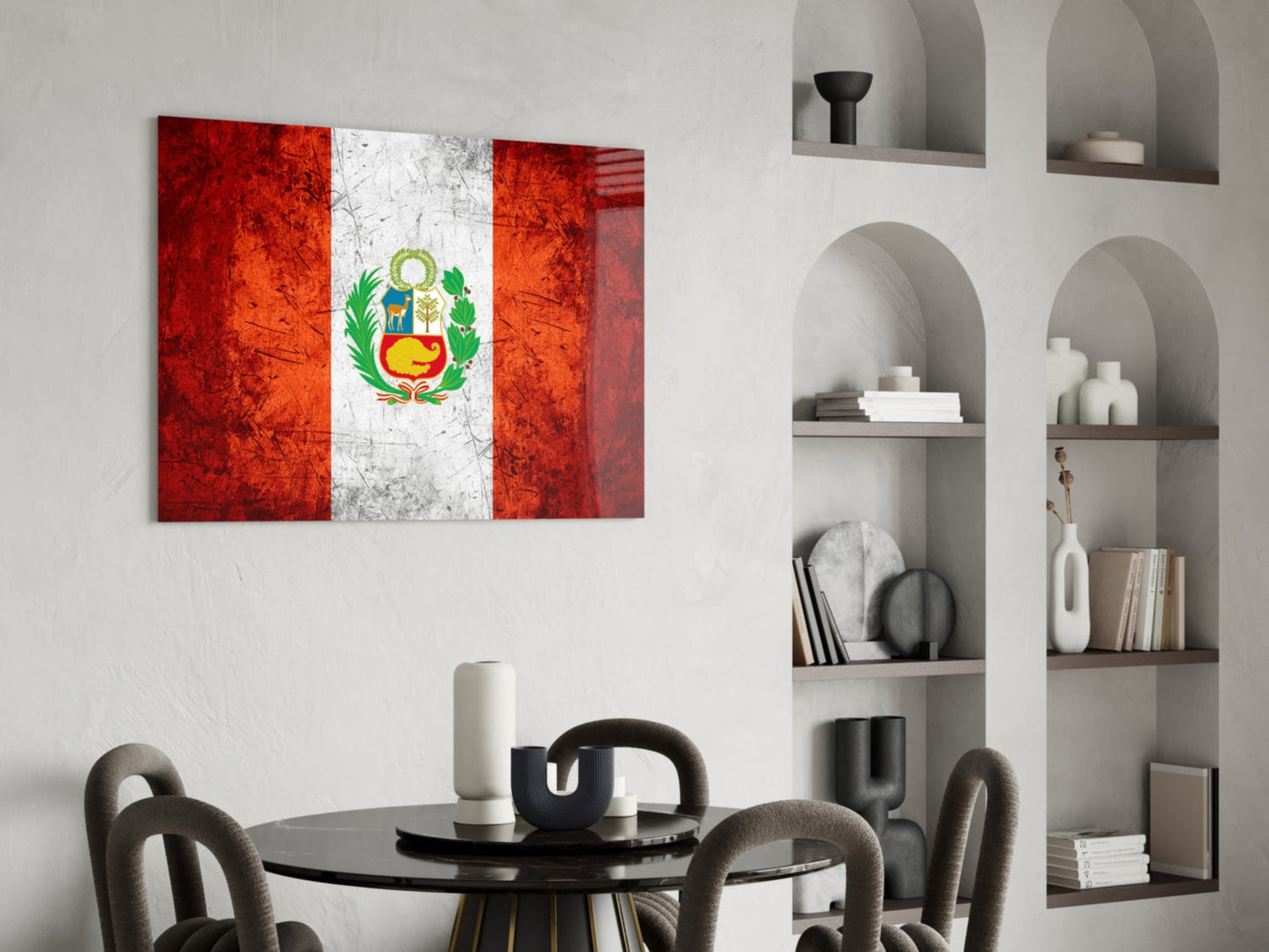 Peru Bayrağı Cam Tablo