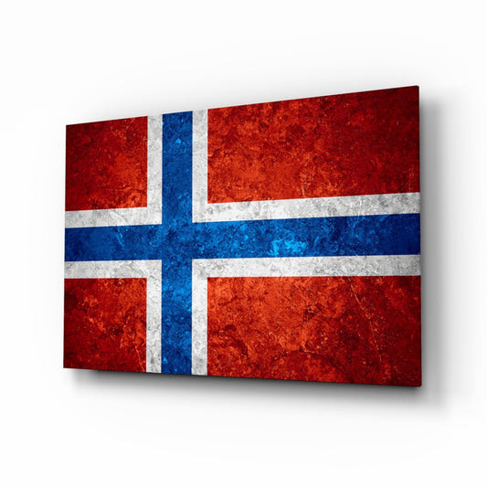 Norveç Bayrağı Cam Tablo