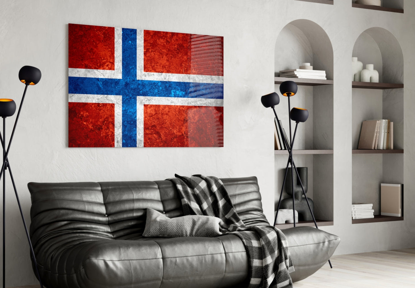 Norveç Bayrağı Cam Tablo