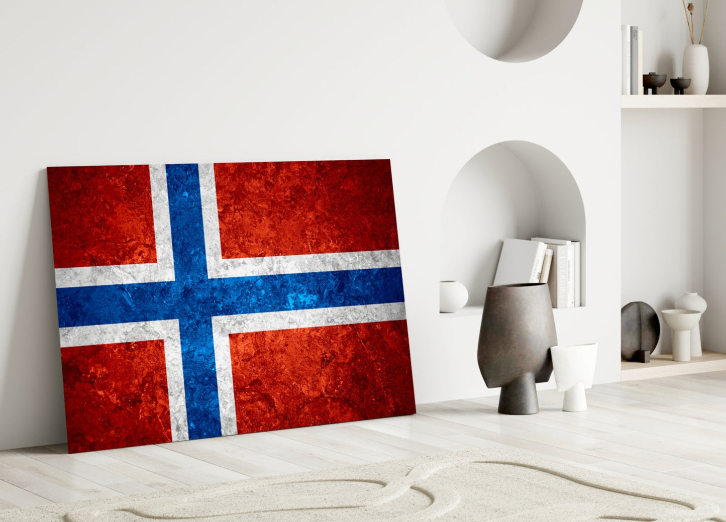 Norveç Bayrağı Cam Tablo