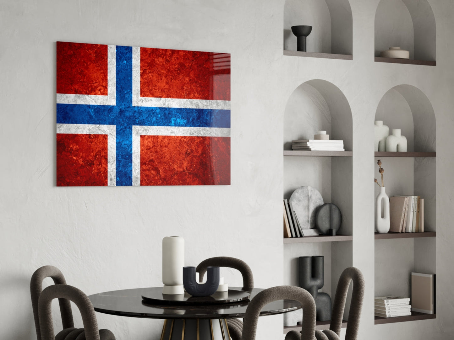 Norveç Bayrağı Cam Tablo