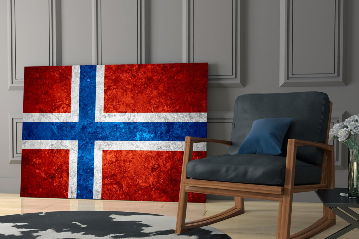 Norveç Bayrağı Cam Tablo